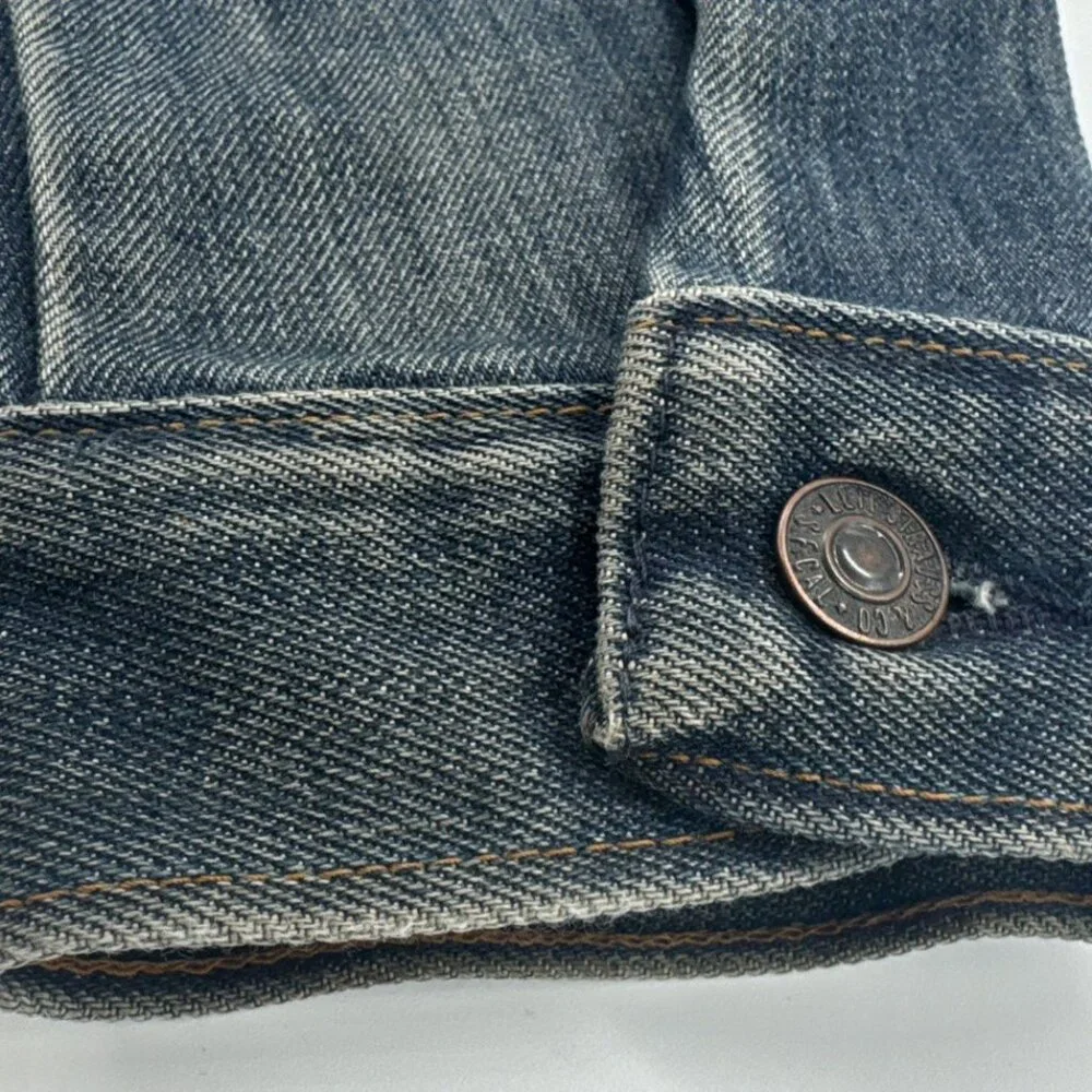 Vintage 70s Levi's Orange Tab Denim Jacket Mens CROP Small Trucker USA Indigo - Picture 15 of 16